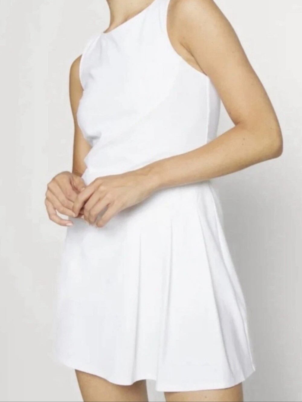 Sweaty Betty Racket Tennis Dress White Perforated Mesh Keyhole Back XS $138